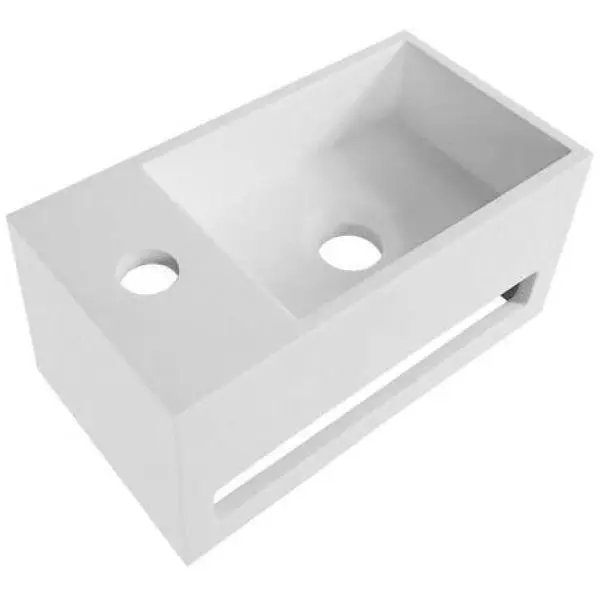 Solid Surface wastafel met handdoekhouder links Hoge Kwaliteit