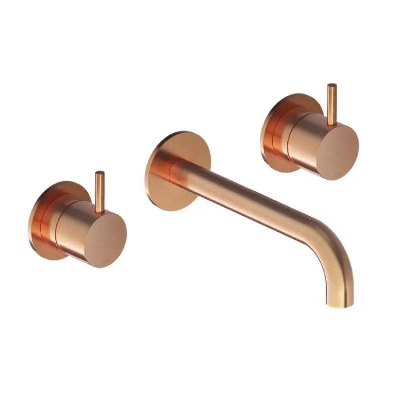 Afbouwdeel – Inbouw wastafelmengkraan 3 gats met inbouwbrug en 18 cm uitloop BC – Living Colours vormen een Poetsbaar patina CB005TEXT18BC Lage Prijs