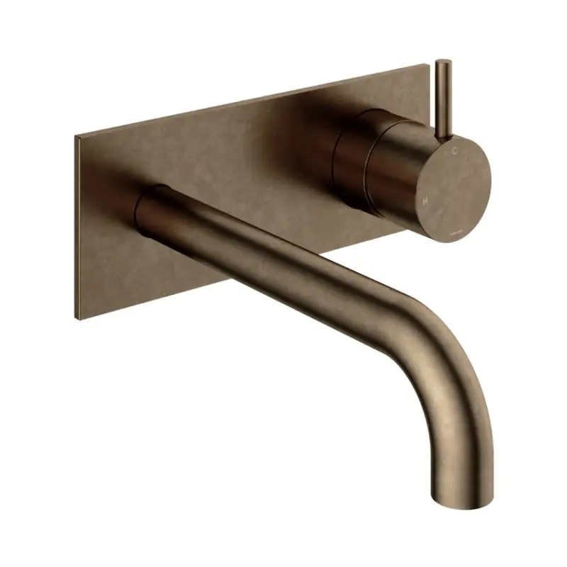 Goedkoop Afbouwdeel – Inbouw wastafelmengkraan met achterplaat en 3 + 3 inbouwsysteem en 18 cm uitloop AB – Living Colours vormen een Poetsbaar patina CB006EXT18AB