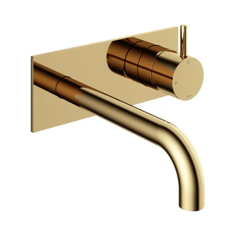 Direct Beschikbaar Afbouwdeel – Inbouw wastafelmengkraan met achterplaat en 3 + 3 inbouwsysteem en 18 cm uitloop NB– Living Colours vormen een Poetsbaar patina CB006EXT18NB