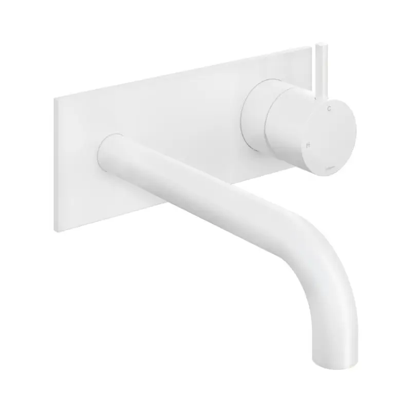 Laatste Kans Afbouwdeel – Inbouw wastafelmengkraan met achterplaat en 3 + 3 inbouwsysteem en 18 cm uitloop WH CB006EXT18WH