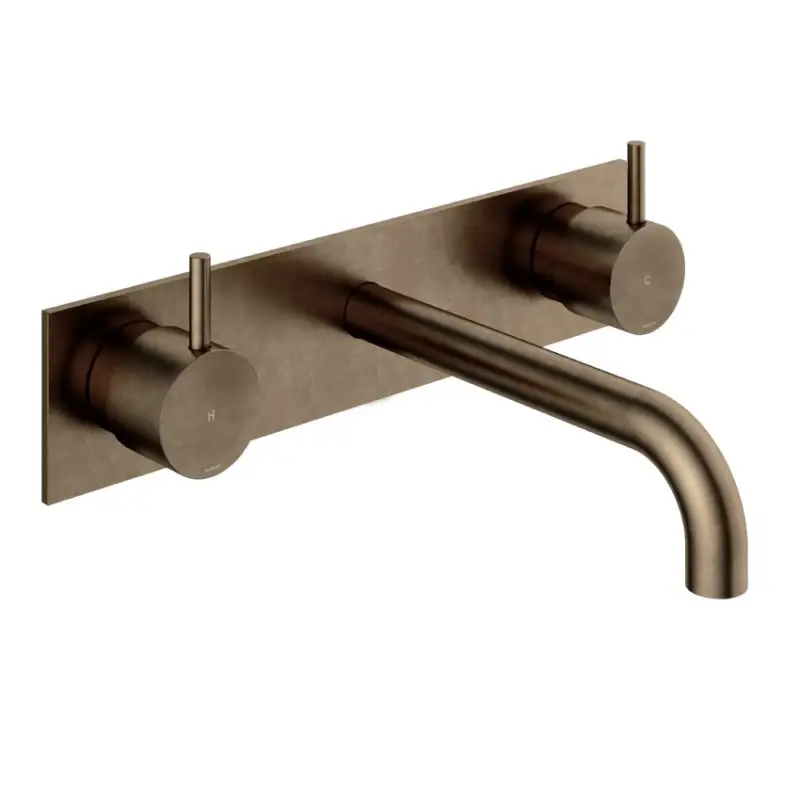 Beste Prijs Afbouwdeel – Inbouw wastafelmengkraan 3 gats met inbouwbrug en achterplaat en 18 cm uitloop AB – Living Colours vormen een Poetsbaar patina CB006TEXT18AB