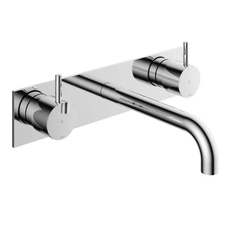 Afbouwdeel – Inbouw wastafelmengkraan 3 gats met inbouwbrug en achterplaat en 18 cm uitloop CR CB006TEXT18CR Hete Deal
