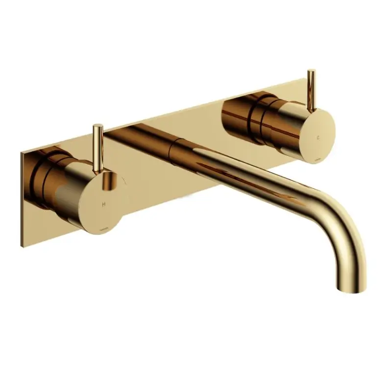 Afbouwdeel – Inbouw wastafelmengkraan 3 gats met inbouwbrug en achterplaat en 18 cm uitloop NB– Living Colours vormen een Poetsbaar patina CB006TEXT18NB Direct Beschikbaar