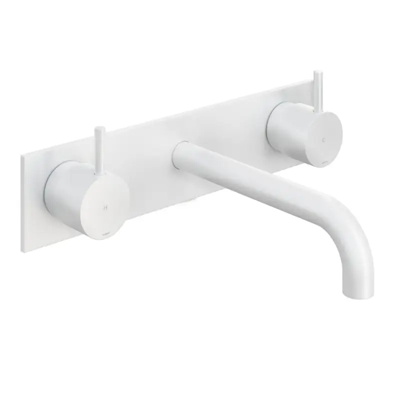 Afbouwdeel – Inbouw wastafelmengkraan 3 gats met inbouwbrug en achterplaat en 18 cm uitloop WH CB006TEXT18WH Seizoensaanbieding