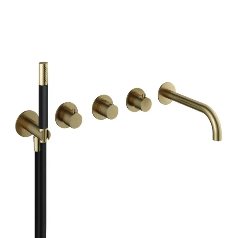 Hotbath Afbouwdeel – Inbouw bad thermostaat met 2 stopkranen met uitloop BB – Living Colours vormen een Poetsbaar patina CB7072EXTBB Speciale Aanbieding