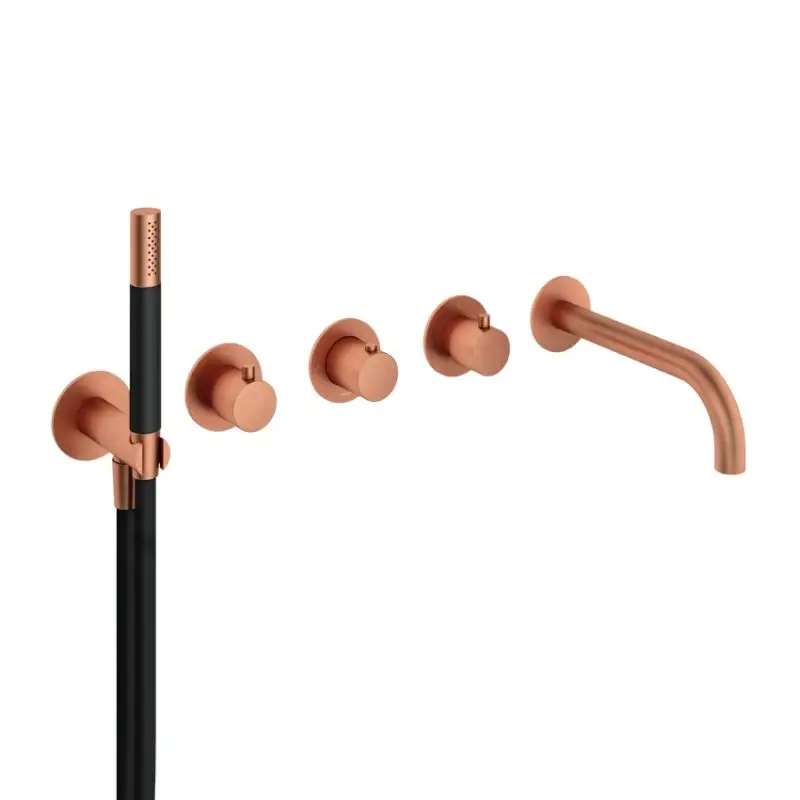 Hotbath Afbouwdeel – Inbouw bad thermostaat met 2 stopkranen met uitloop BC – Living Colours vormen een Poetsbaar patina CB7072EXTBC Weekendaanbieding