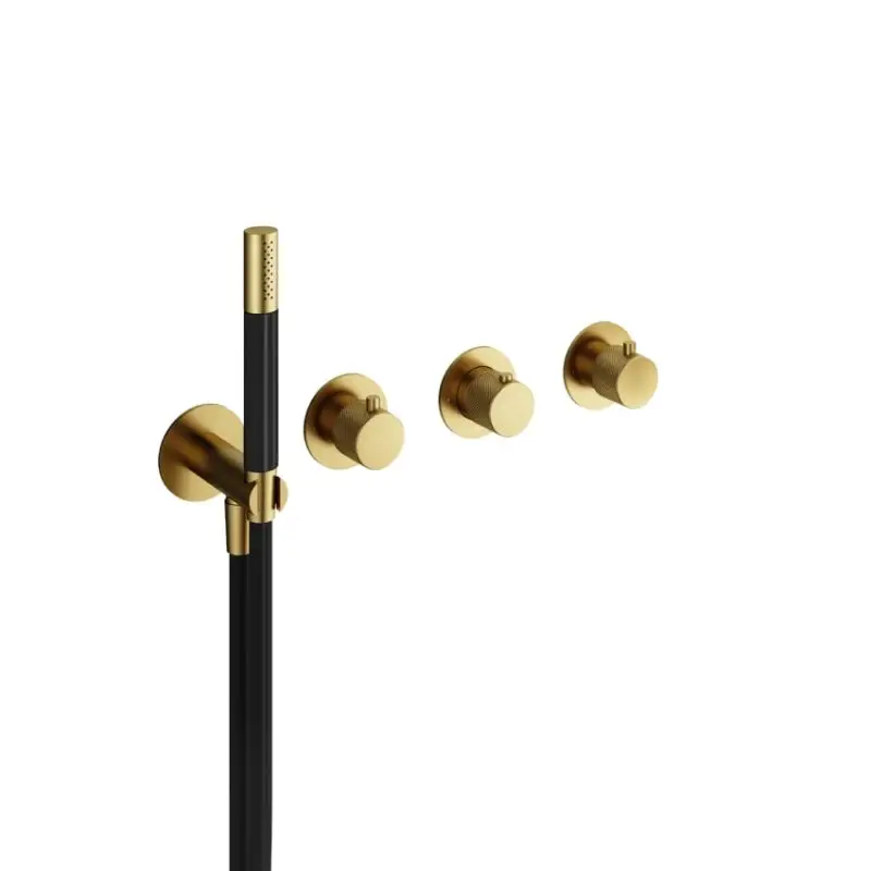 Afbouwdeel Bad/Douche thermostaat met 2 stopkranen, handdouche en doucheslang BBP PVD CX7071EXTBBP Dagaanbieding