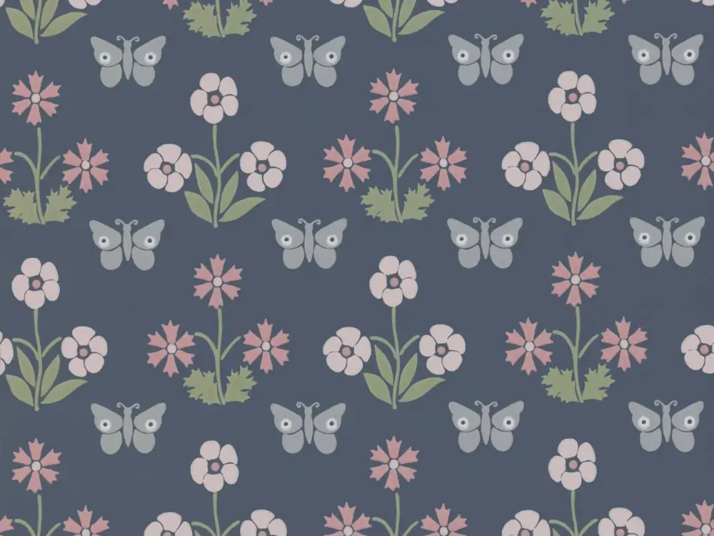 Alleen Vandaag Little Greene Burges Butterfly - Hicks' Blue