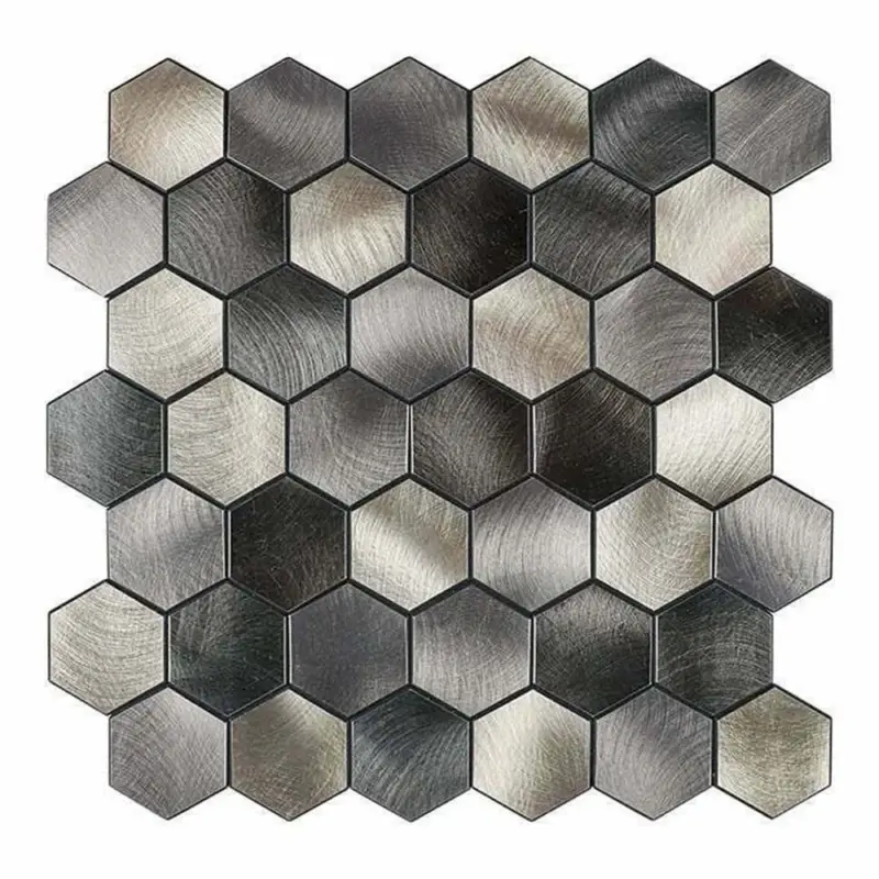 Gratis Retour Zelfklevende Mozaïek Steenstrip Hexagon Cobalt Antraciet Goud
