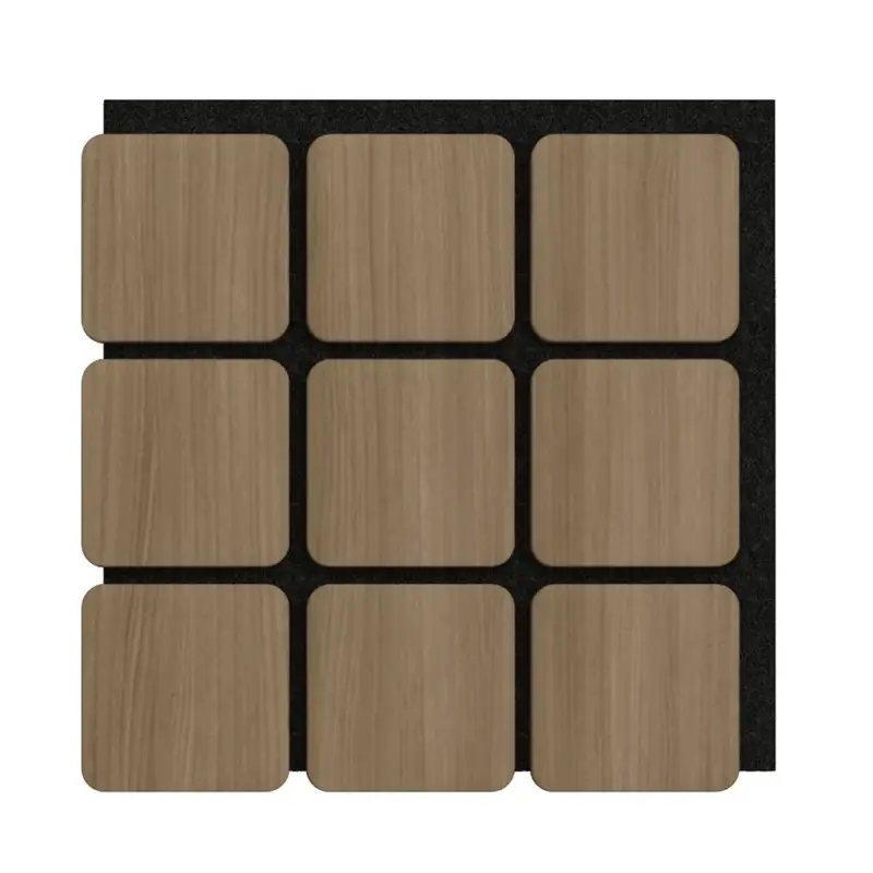 Weekendaanbieding Akoestisch Paneel Kubus Hout Walnoot Bruin met Zwart Vilt