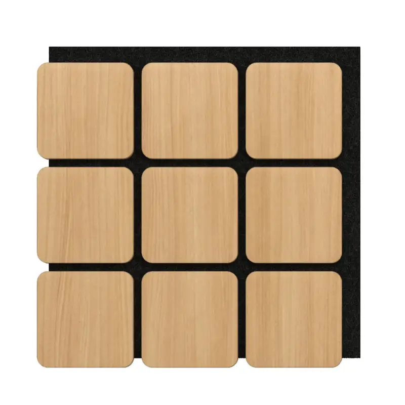 Op = Op Akoestisch Paneel Kubus Hout Naturel Eiken met Zwart Vilt