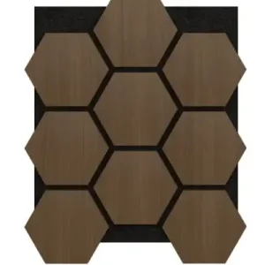 Actieprijs Akoestisch Paneel Hexagon Hout Donker Gerookt Walnoot Bruin met Zwart Vilt
