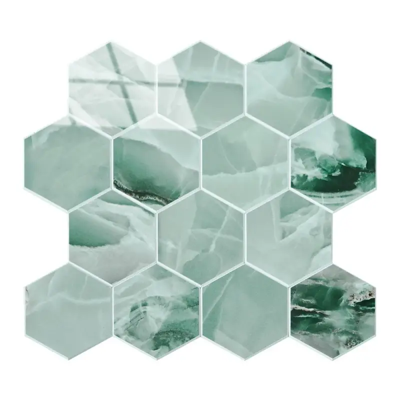 Betrouwbaar Zelfklevende Mozaïek Steenstrip Hoogglans Hexagon Onyx Groen