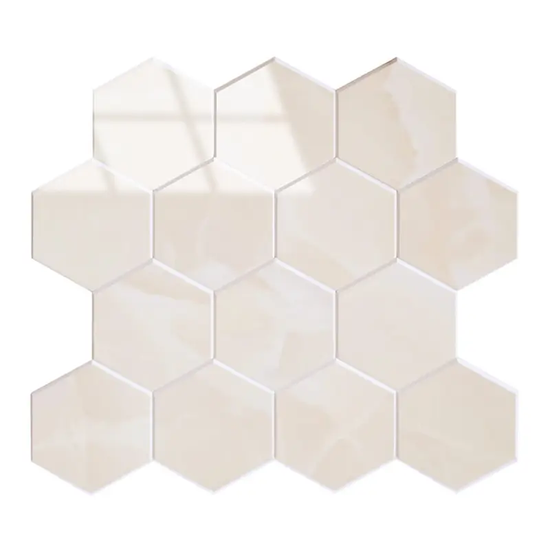 Zelfklevende Mozaïek Steenstrip Hoogglans Hexagon Onyx Japandi Beige Weekendaanbieding