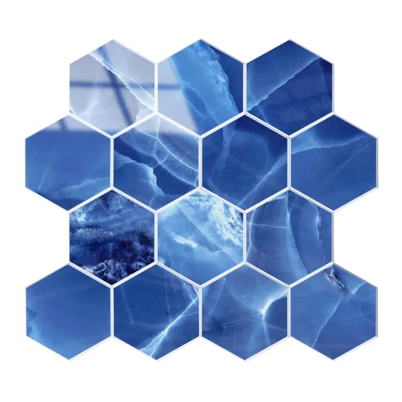 Korting Zelfklevende Mozaïek Steenstrip Hoogglans Hexagon Onyx Blauw