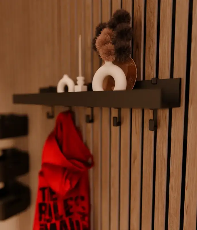 Koopje Aku WallClip Wandplank met Wandhaken Medium Zwart