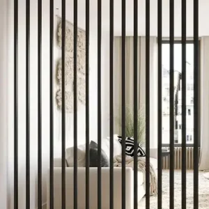 Snelle Levering Roomdivider Houten Latten Draaibaar Mat Zwart