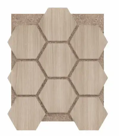 Rechtstreeks Van De Fabrikant Akoestisch Paneel Hexagon Hout Japandi Licht Eiken Beige met Bruin Vilt