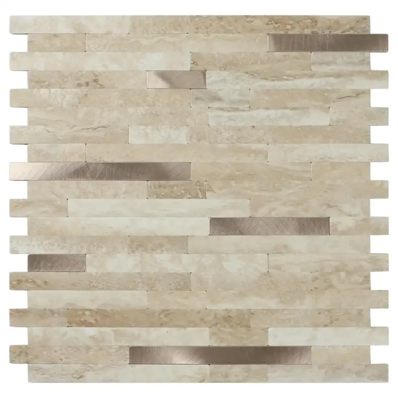 Direct Verzonden Zelfklevende Mozaïek Steenstrip Japandi Beige