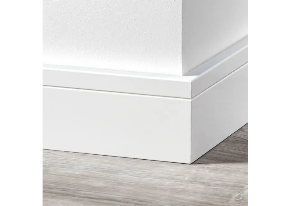 MDF Tijdloze Plint 90x12mm Wit Voorgelakt RAL 9010 Gereduceerde Prijs