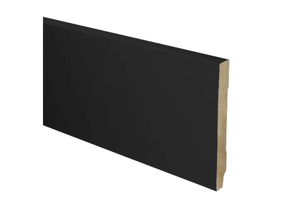 Finale Uitverkoop MDF Plint Recht 120x15mm Zwart Gefolied
