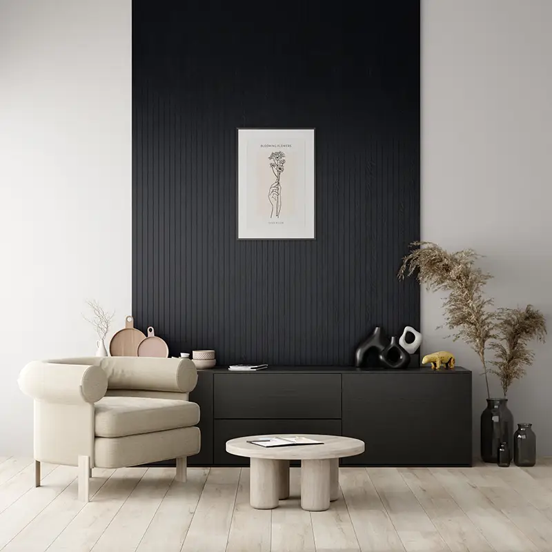 Goedkoop Wandpaneel eiken model 2 - Dusk - Eiken fineer - 19 x 600 x 3040 mm