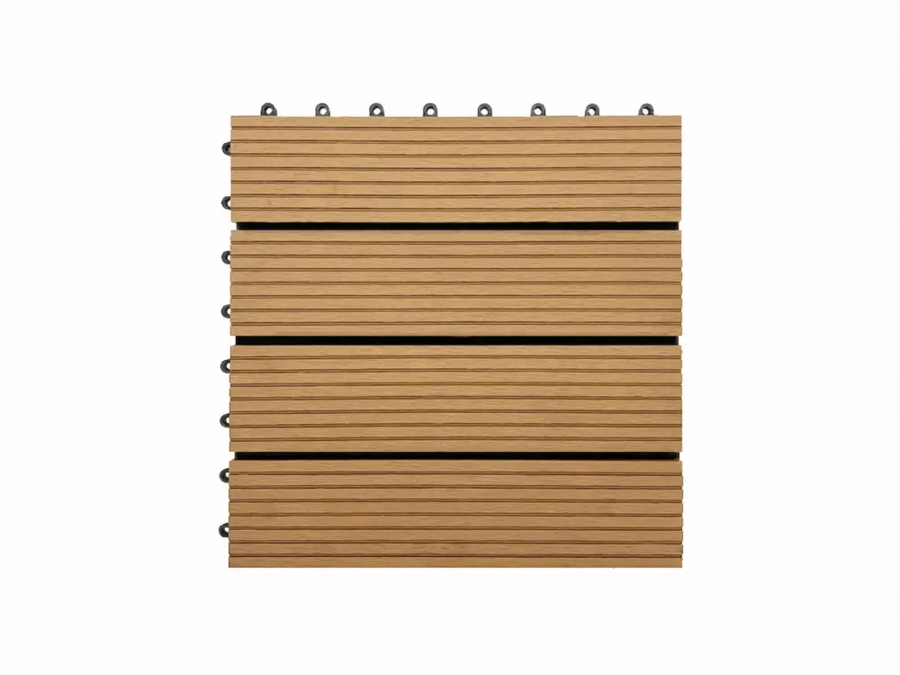 Composiet vlondertegel (WPC) teak geribbeld Weekendaanbieding
