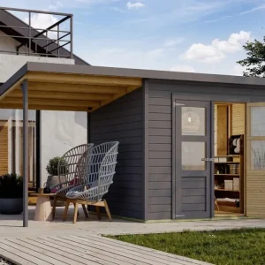 Tuinberging "Merseburg 4" 14 mm terragrijs incl. 140 cm aanbouw Gecertificeerd