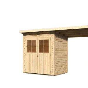 Betaalbaar Berging SET Glücksburg 2 ECO 19 mm natuurlijke afwerking, incl. 1,9 m lessenaarsdak