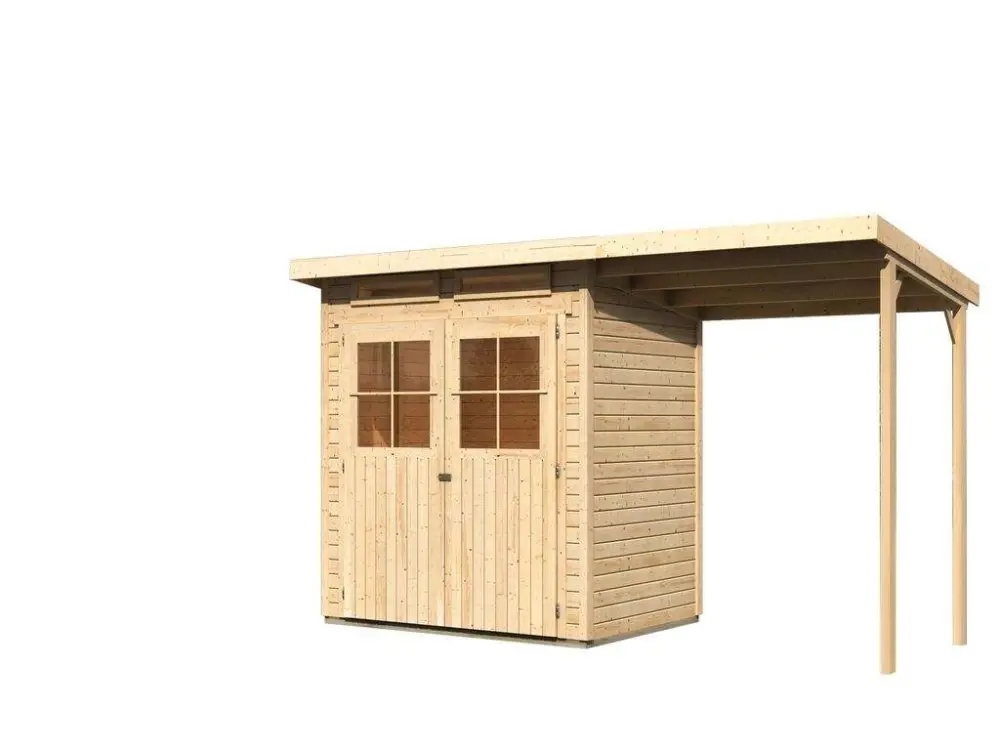 Betaalbaar Berging SET Glücksburg 2 ECO 19 mm natuurlijke afwerking, incl. 1,9 m lessenaarsdak