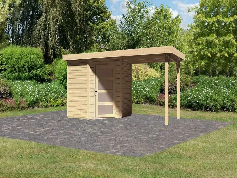Actieprijs Tuinhuis SET Schwandorf 3 19 mm natuurlijke afwerking, incl. 2,4 m lessenaarsdak