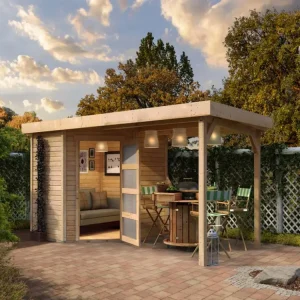 Uitverkoop Tuinhuisje SET Schwandorf 3 19 mm natuurlijke afwerking, incl. 2,8 m lessenaarsdak