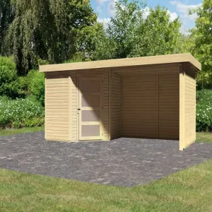 Tuinhuisje SET Schwandorf 3 19 mm naturel, incl. 2,8 m lessenaarsdak + zij- en achterwand Snelle Levering