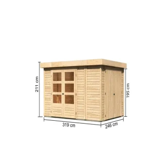 Tijdelijk Beschikbaar berging SET Retola 4 19 mm natuurlijke afwerking, incl. aanbouwkast