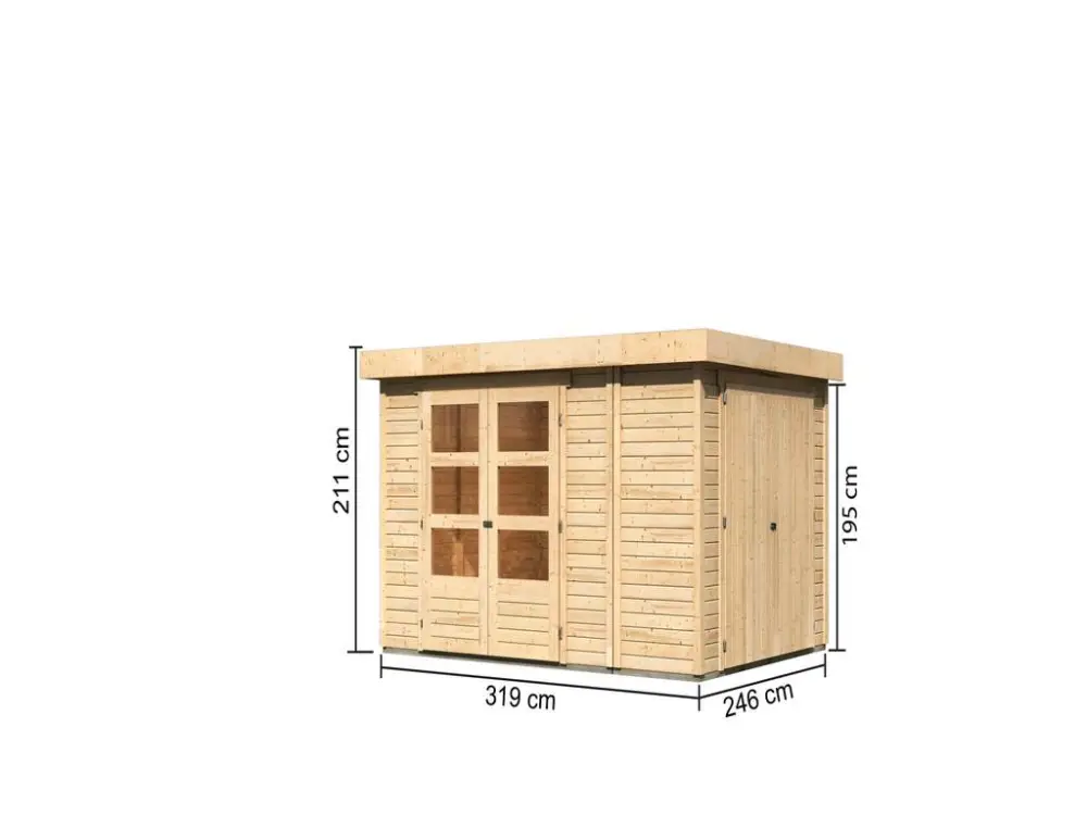 Tijdelijk Beschikbaar berging SET Retola 4 19 mm natuurlijke afwerking, incl. aanbouwkast