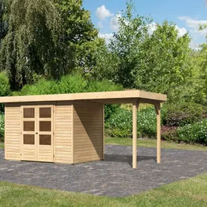 Tuinhuisje SET Askola 4 19 mm natuurlijke afwerking incl. 2,4 m verlengdak Veilige Betaling