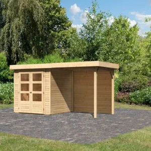 Nu Kopen Tuinhuisje SET Askola 2 19 mm natuurlijke afwerking, incl. 2,4 m opbouwdak + achterwand