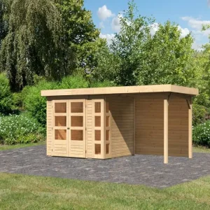 Beste Prijs Tuinhuisje SET Kerko 3 19 mm natuurlijke afwerking, incl. 2,4 m lessenaarsdak + achterwand