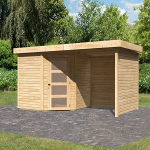 Tuinhuisje SET Schwandorf 5 19 mm naturel, incl. 2,4 m lessenaarsdak + zij- en achterwand Bestel Nu