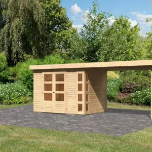 Tuinhuisje SET Kerko 4 19 mm natuurlijke afwerking, incl. 2,8 m lessenaarsdak Flitsaanbieding