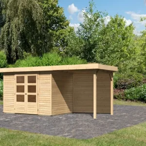 Tuinhuisje SET Askola 4 19 mm natuurlijke afwerking, incl. 2,4 m opbouwdak + achterwand Shop Nu