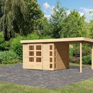 Tuinhuisje SET Kerko 5 19 mm natuurlijke afwerking, incl. 2,4 m lessenaarsdak Fabrieksprijs