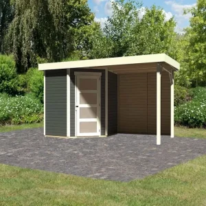 Tuinhuis SET Schwandorf 3 19 mm terragrijs, incl. 2,4 m aanbouwdak + achterwand Fabrieksprijs