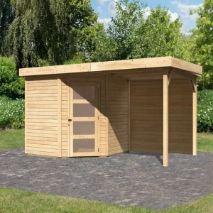 Beperkt Aanbod Tuinhuisje SET Schwandorf 5 19 mm naturel, incl. 2,4 m lessenaarsdak + achterwand