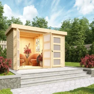 Tuinhuis tweekamerwoning Mühlentrup 2 19 mm natuurlijke afwerking Shop Nu