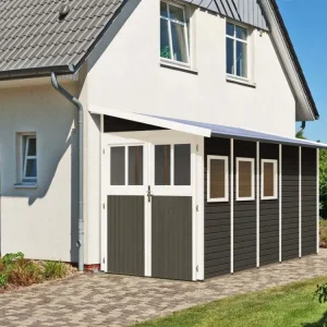 Dagaanbieding Tuinhuis-aanleunschuur Wandlitz 5 19 mm terragrijs
