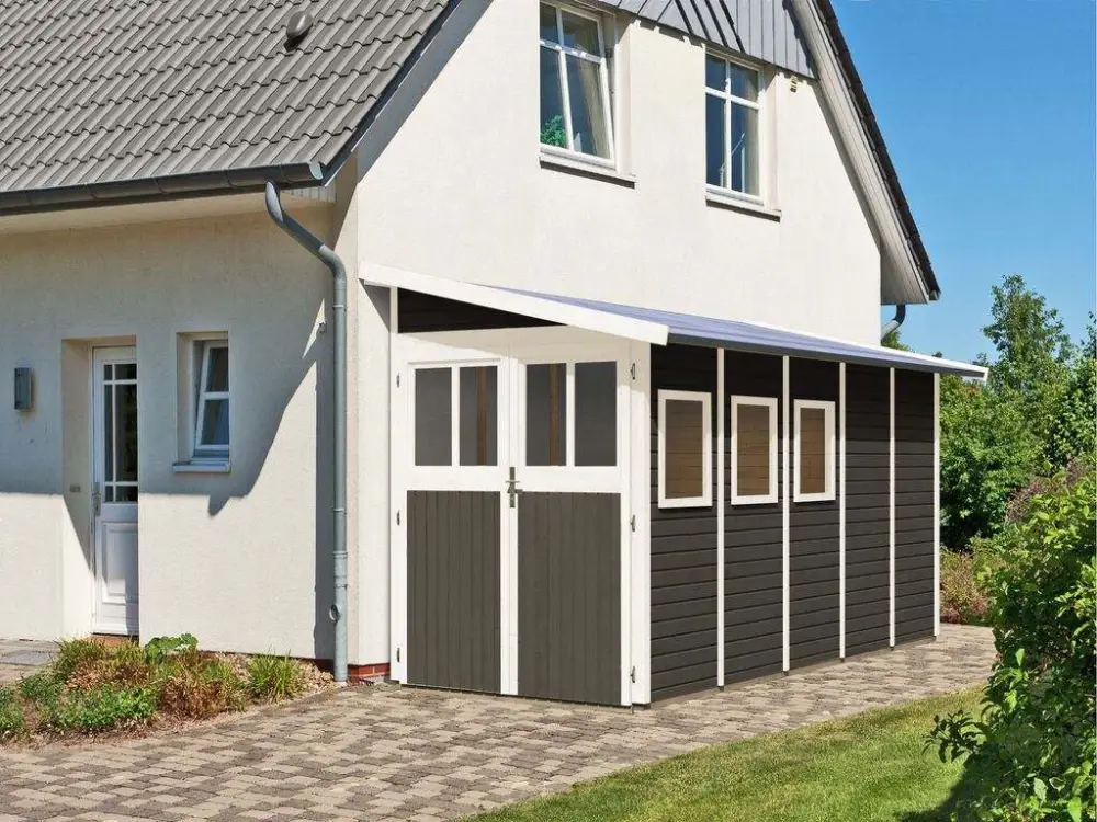 Dagaanbieding Tuinhuis-aanleunschuur Wandlitz 5 19 mm terragrijs
