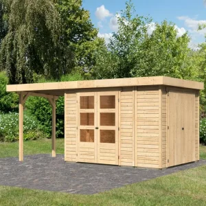 berging SET Retola 4 19 mm natuurlijke afwerking, incl. 2,4 m aanbouwdak + aanbouwkast Meest Verkocht