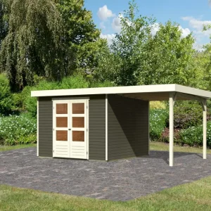 Tuinhuisje SET Askola 6 19 mm terra grijs, incl. 2,4 m lessenaarsdak Koopje